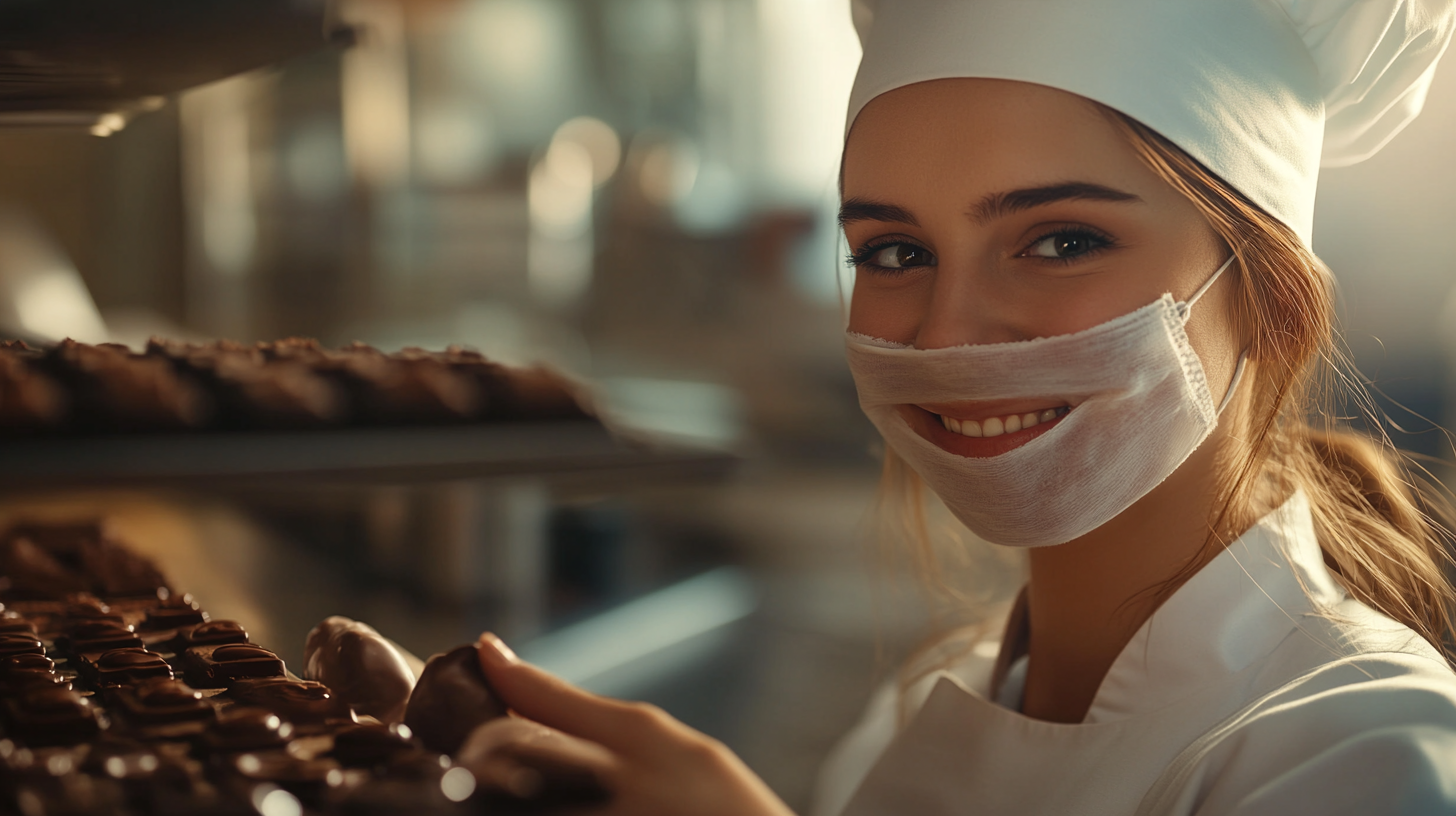 Female chocolatier chef making chocolate