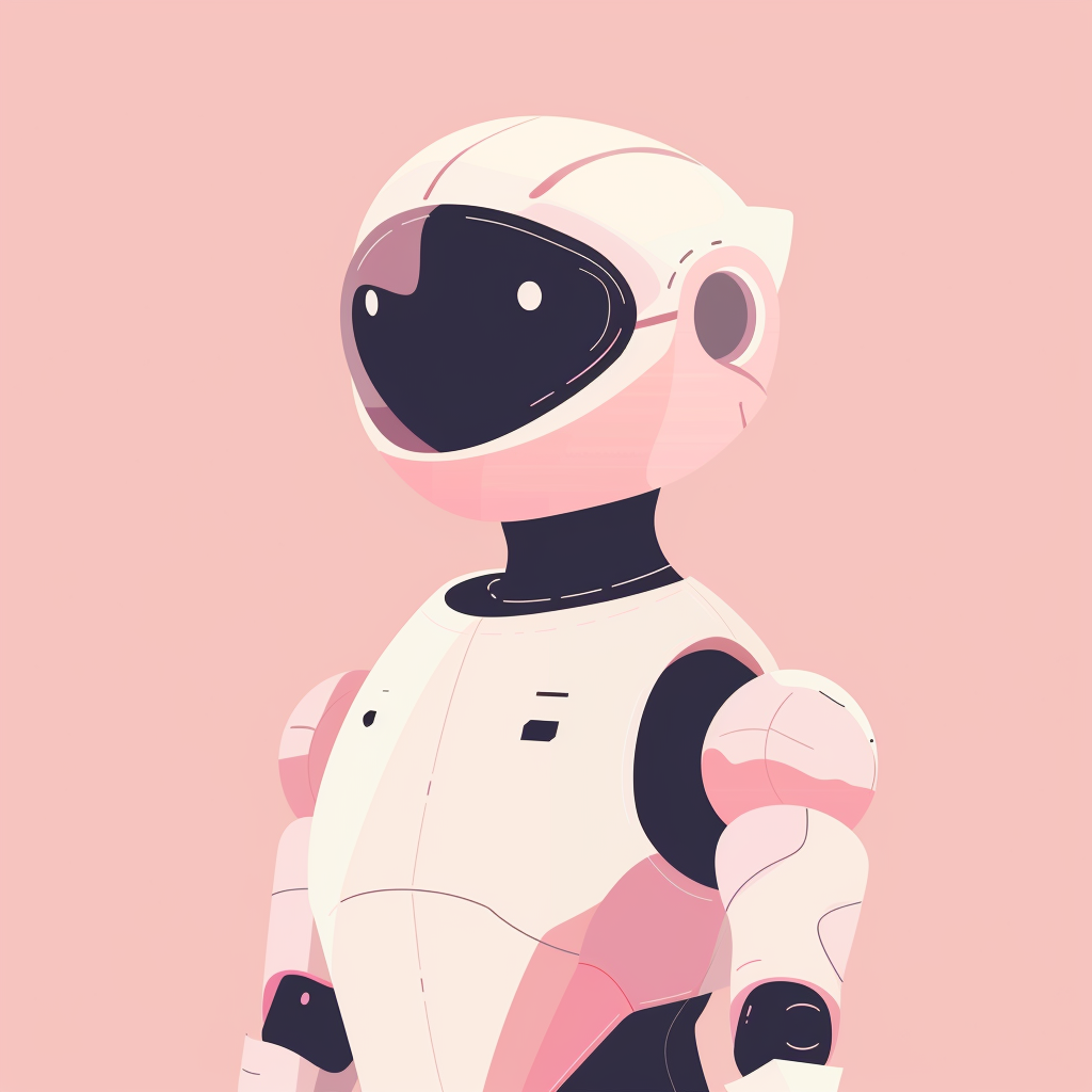 Friendly Robot Vector Silhouette Pink