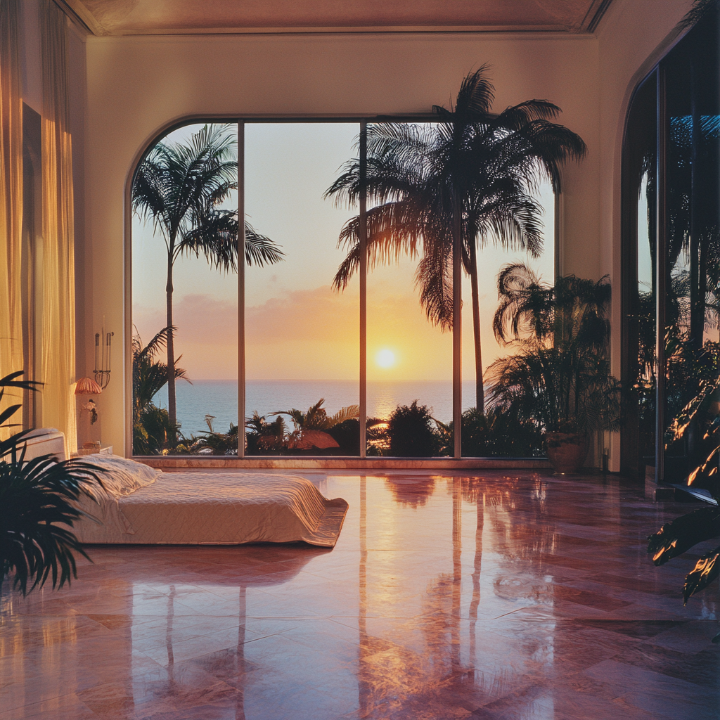 80's Spanish Villa Bedroom Sunset