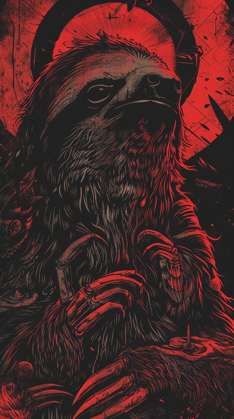 Red and Black Spiritual Sloth Art