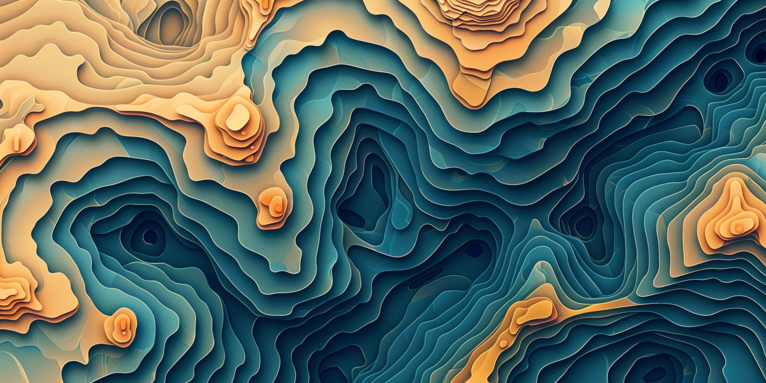 Colorful topographical map of mountain range