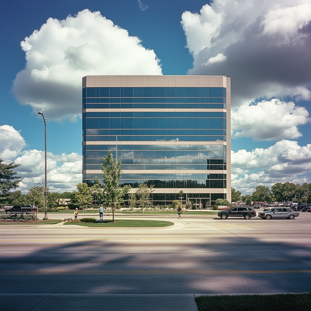 Corporate building in suburban city