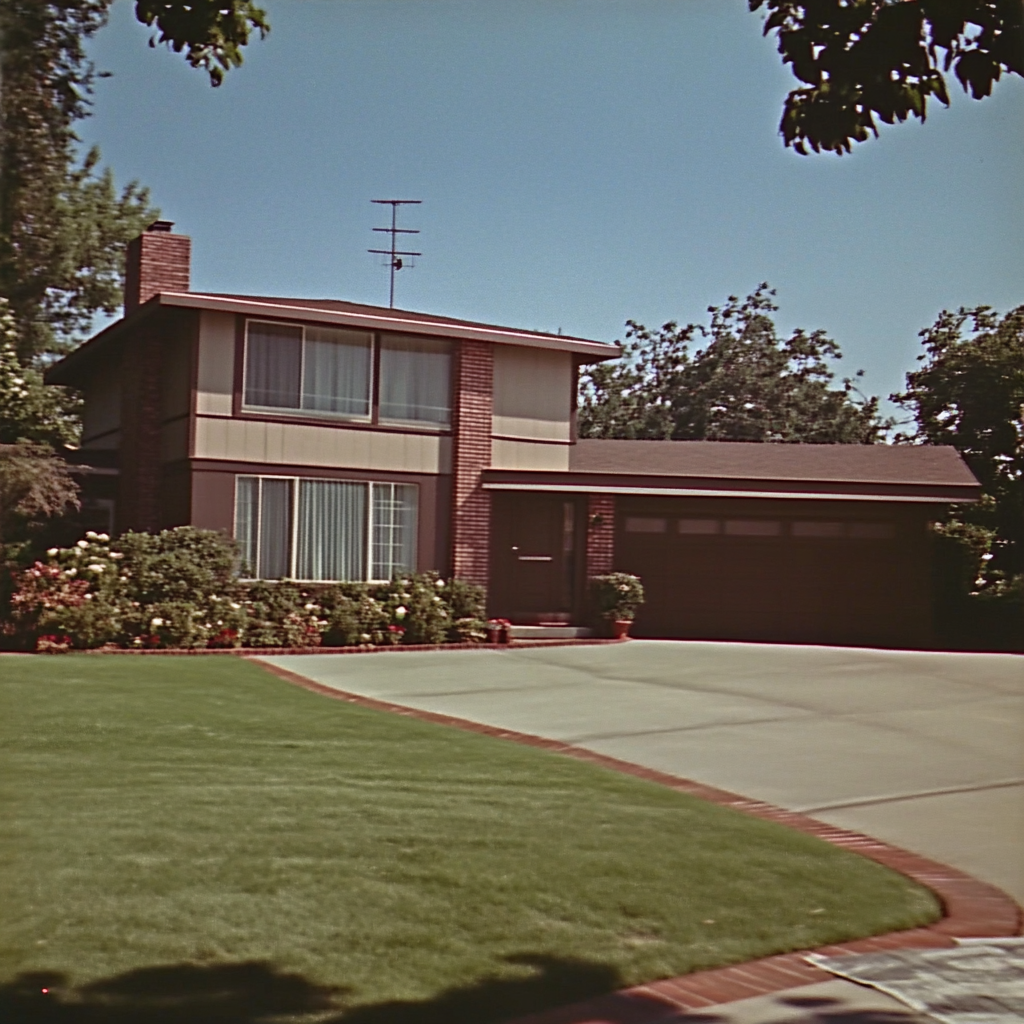 Retro 1950s suburban house image