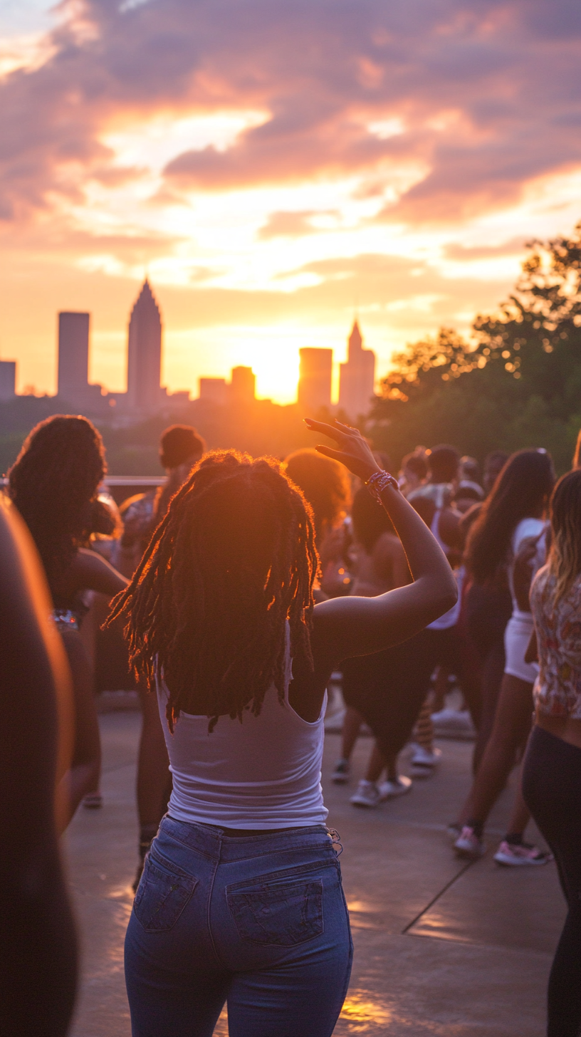 African Americans Dancing at Sunset Soiree