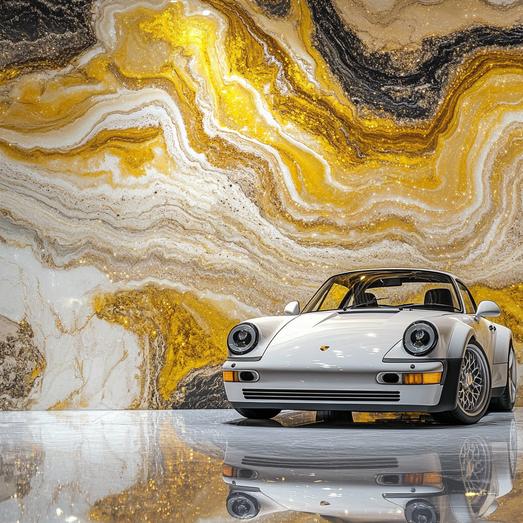 Shiny Porsche on Marble Wallpaper