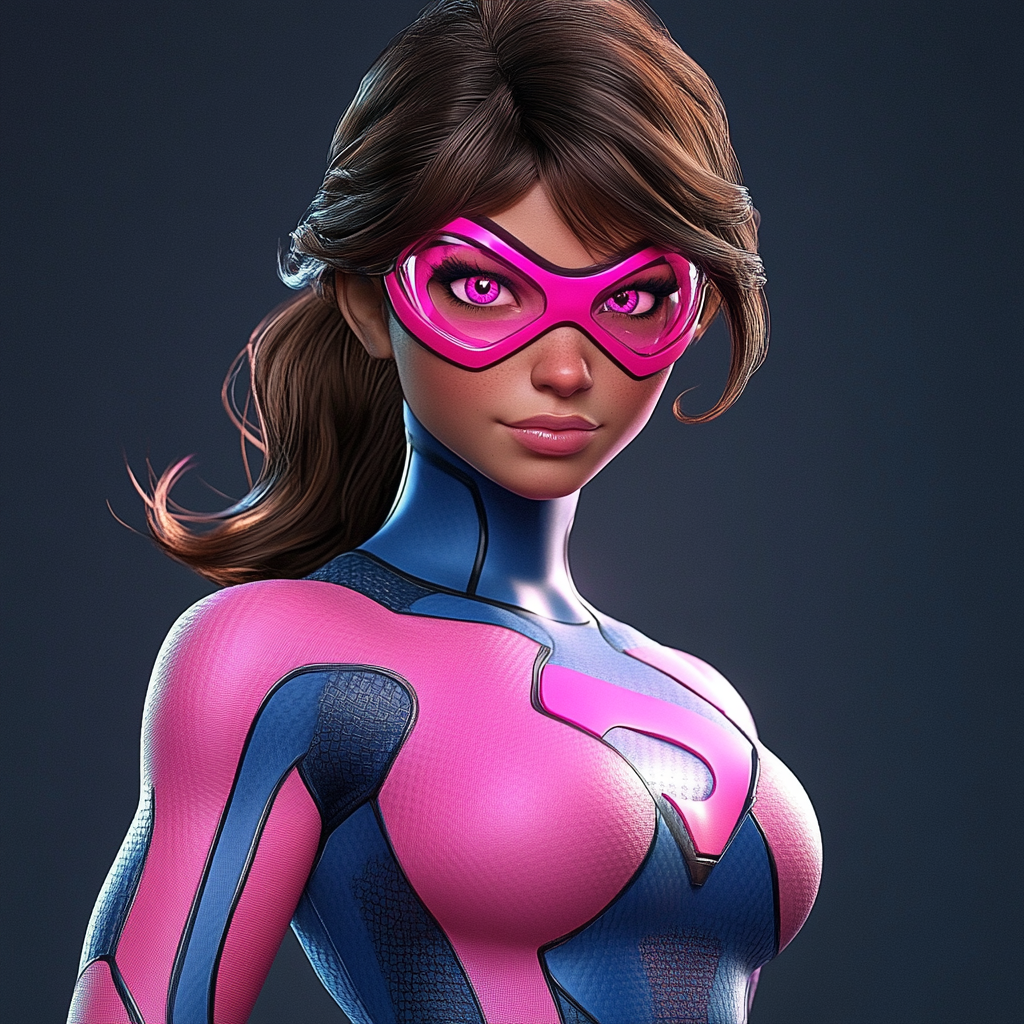 Female superhero in pink costume