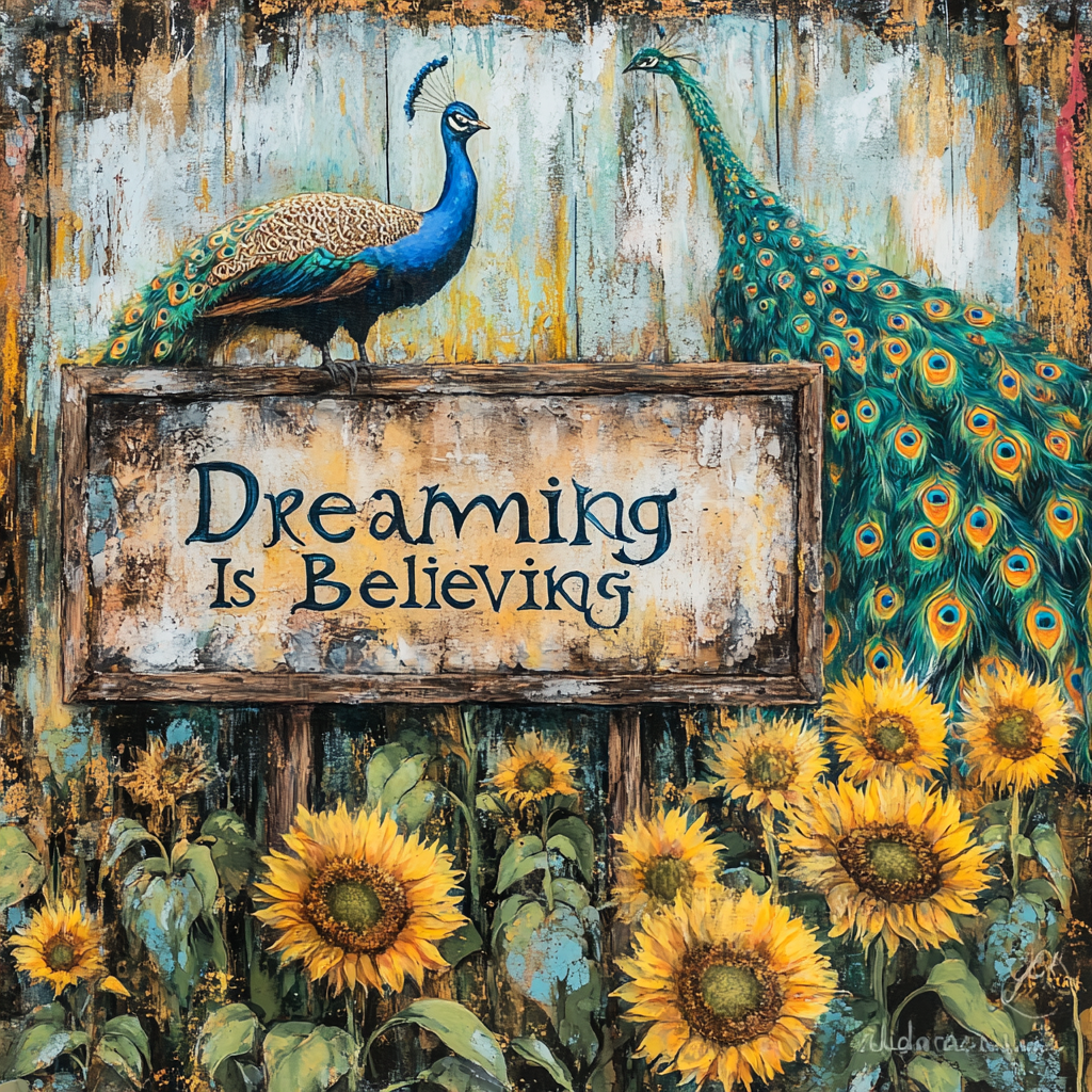 Surreal Dream Sign Wood Sunflowers