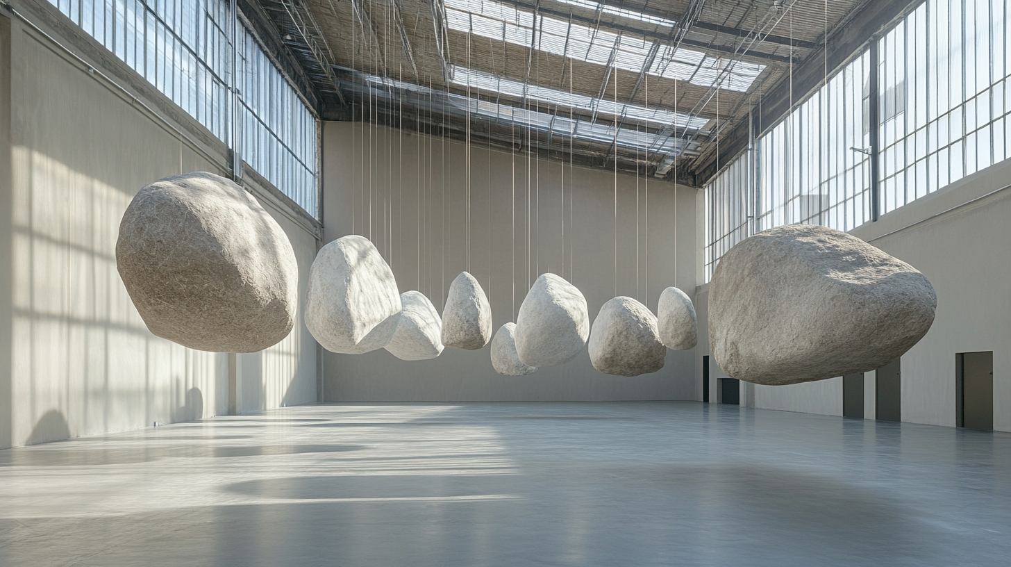 suspended stones in air