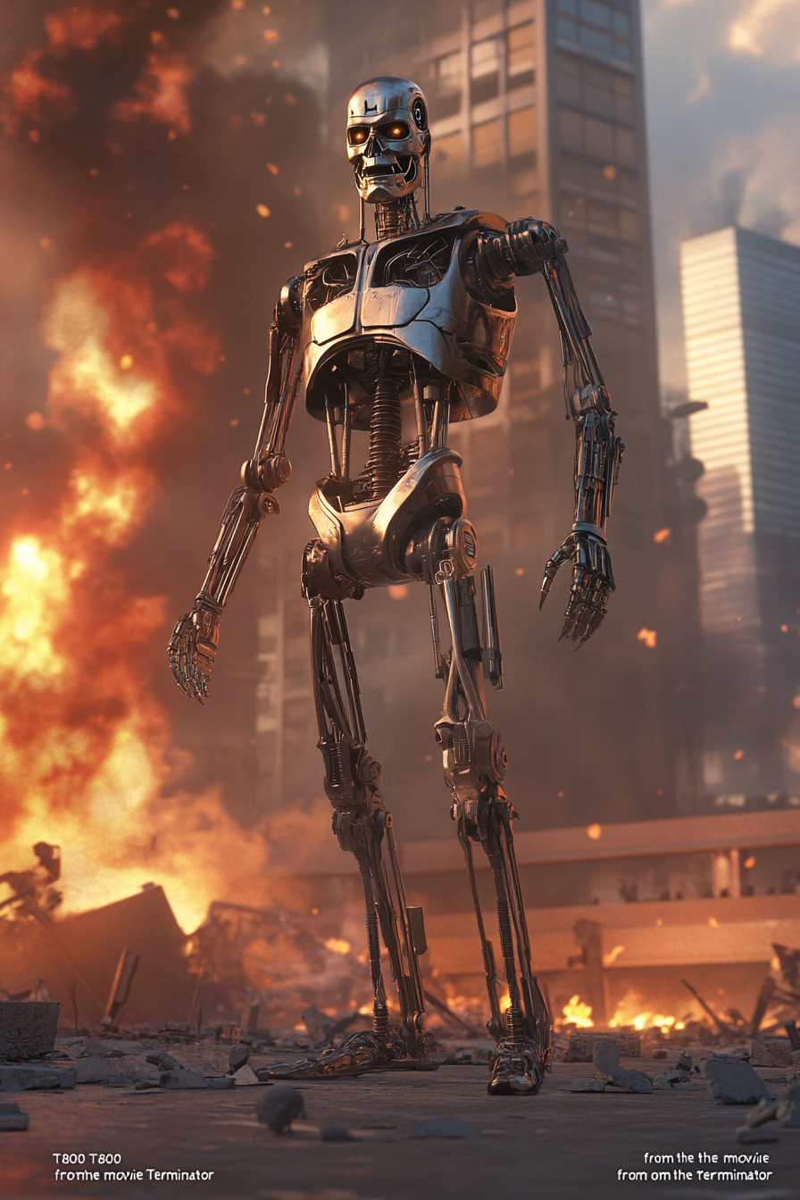 T800 Terminator Destroyed Cityscape