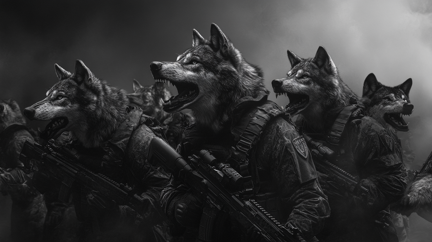 Bold Monochrome Tactical Wolves Team