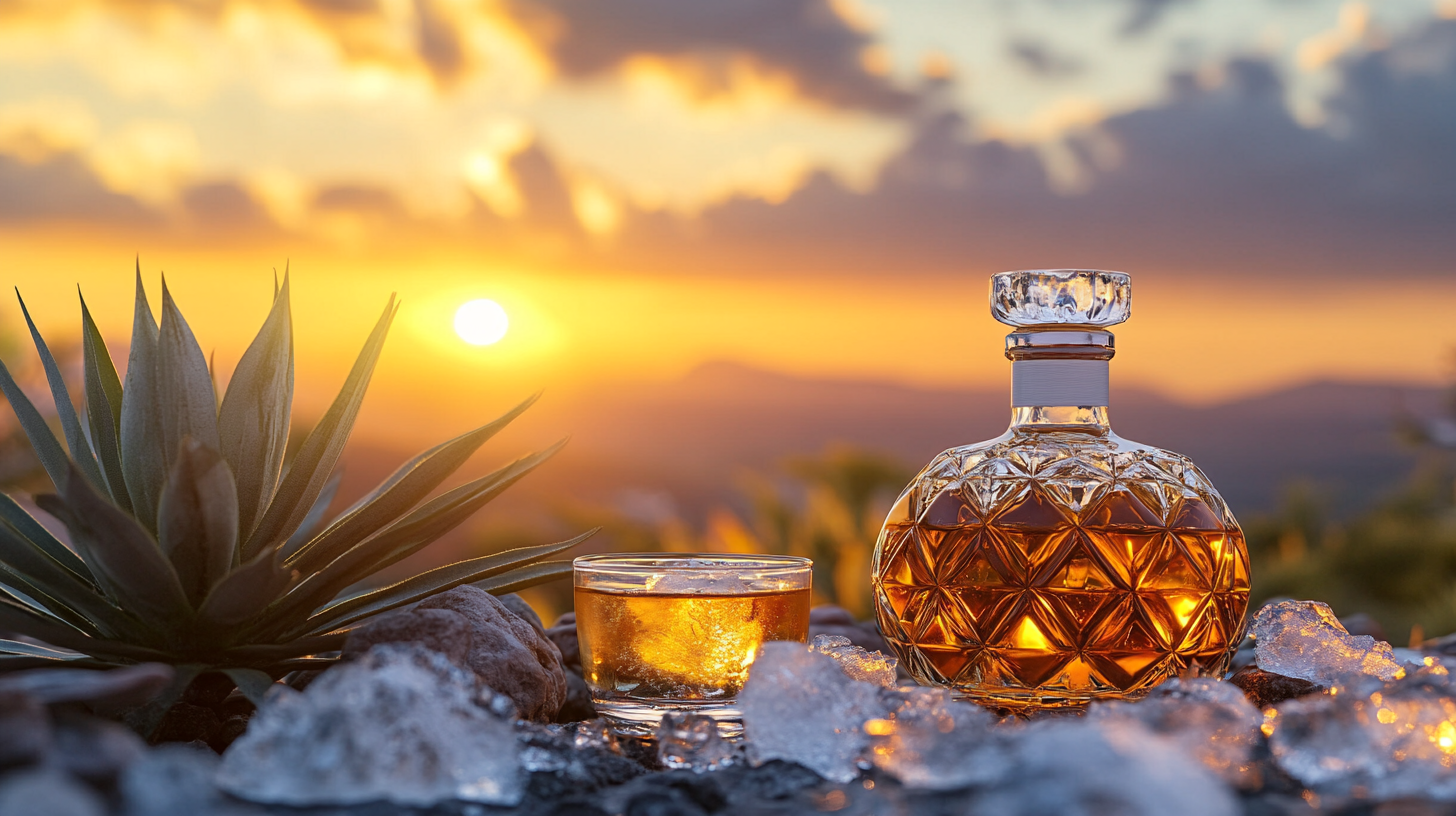 Tequila Bottle Drink Sunset Agaves