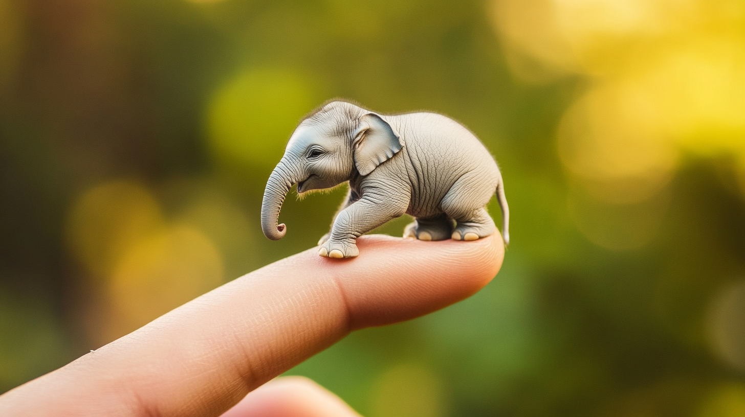 Small Elephant on Index Finger