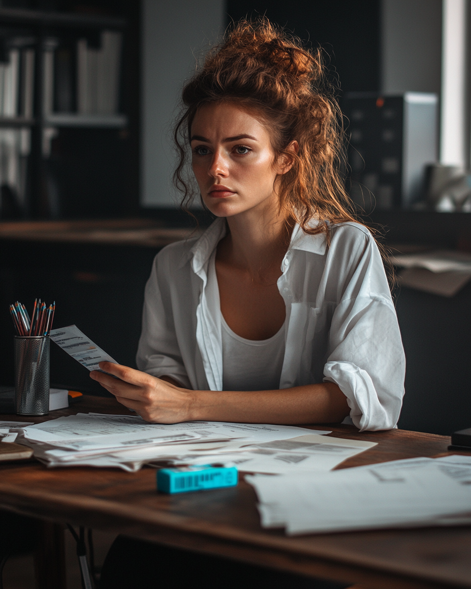 Woman at desk with energy bar