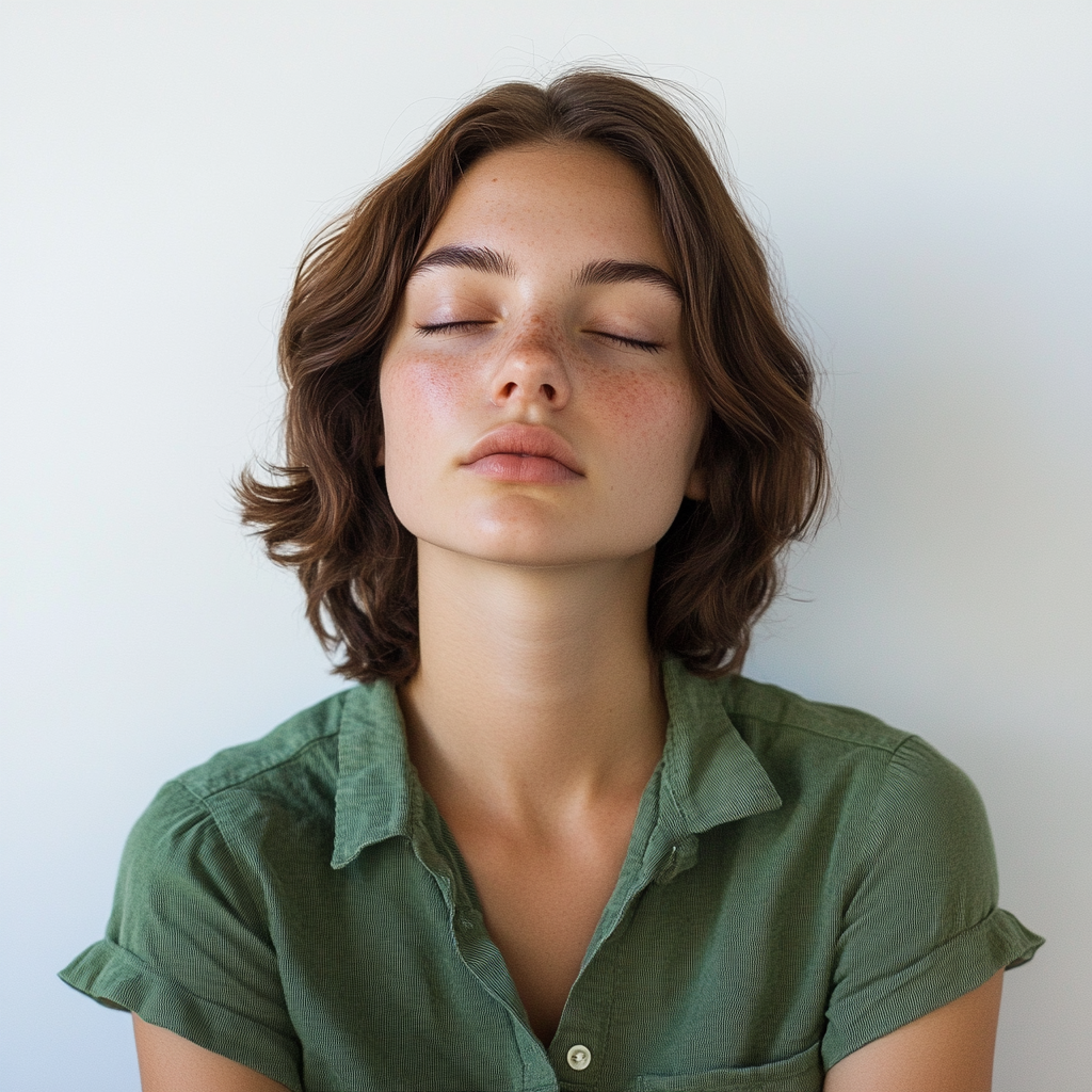 tired woman in green shirt website banner