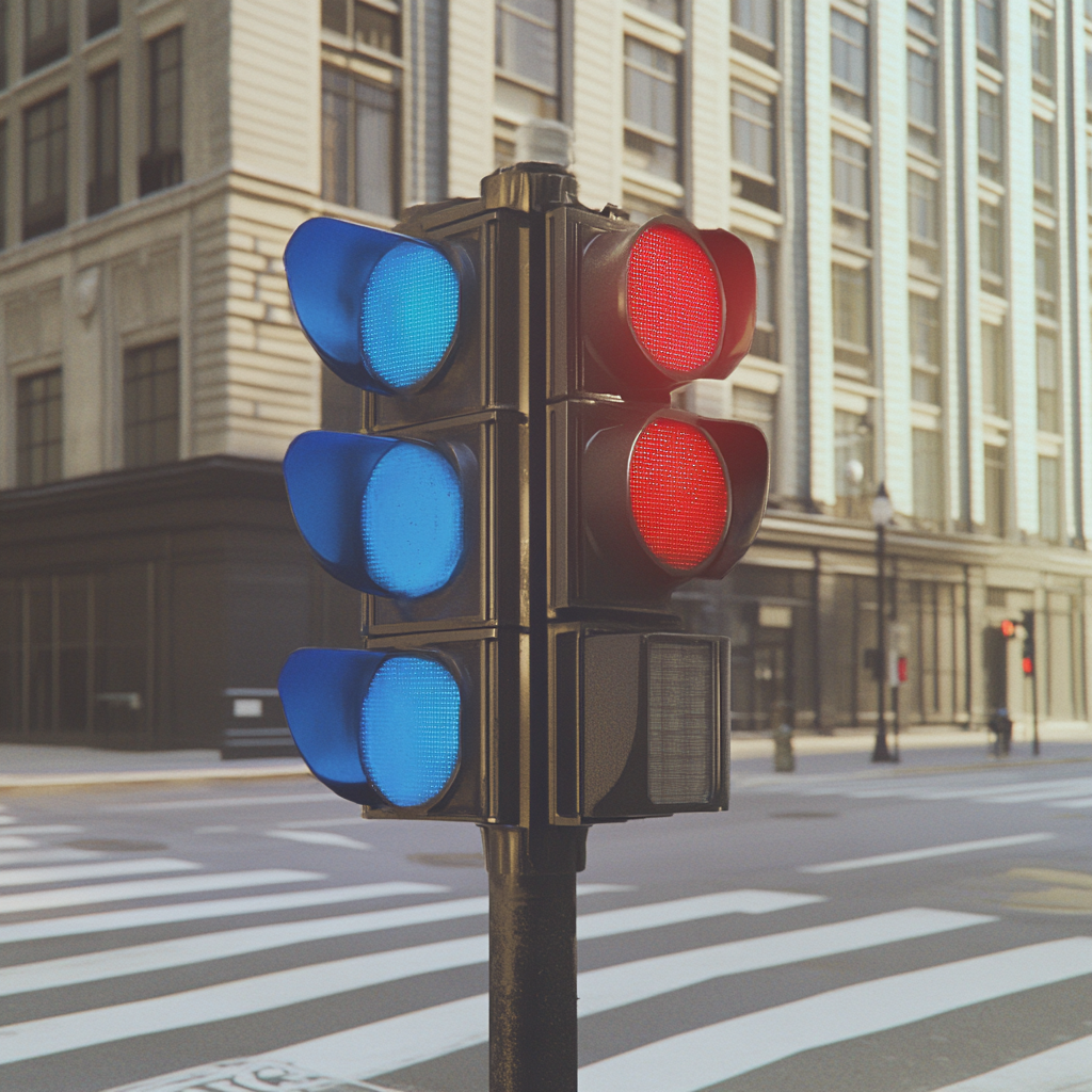 Traffic Light Blue Red Arrows