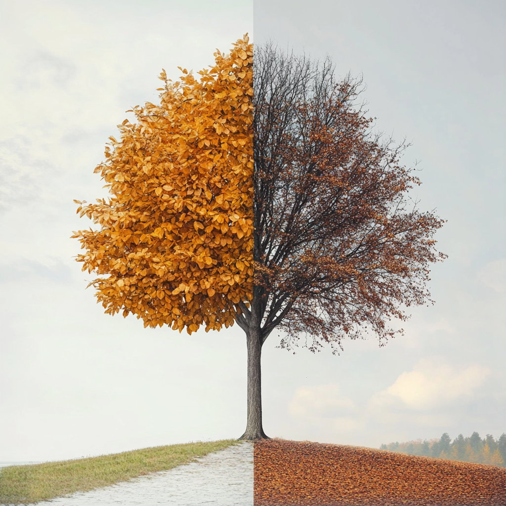 Two trees comparison healthy vs unhealthy