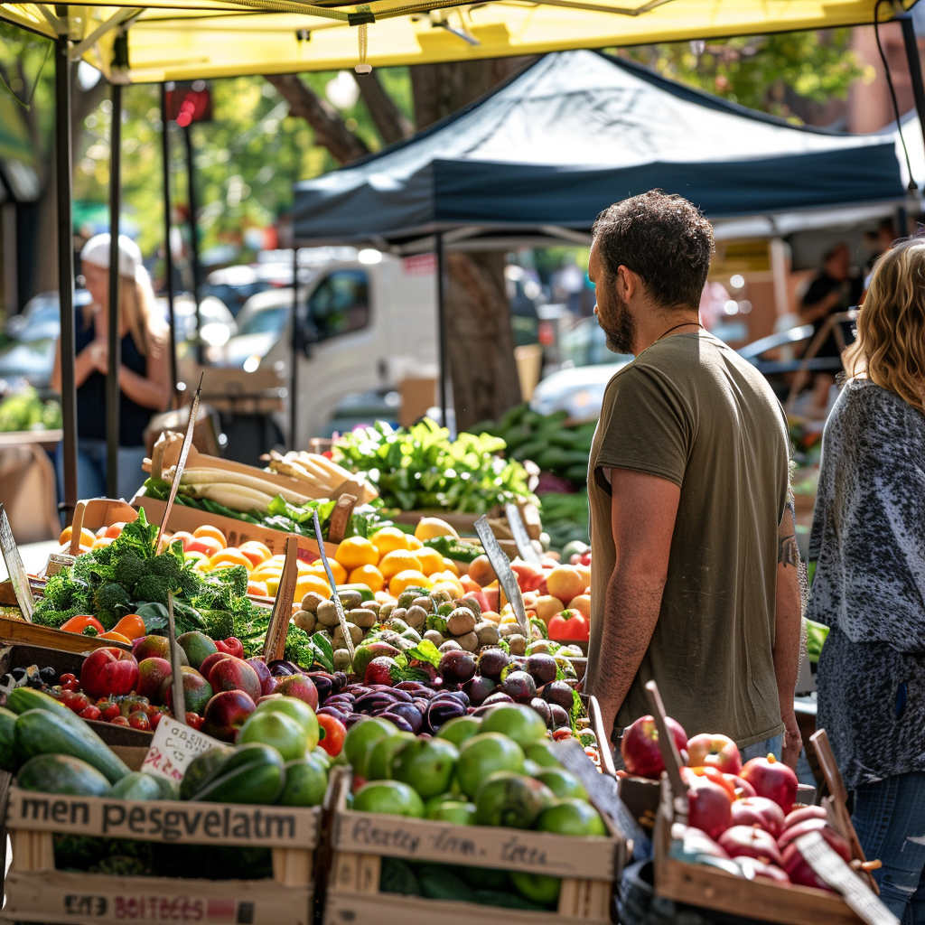 farmers market community gathering stall