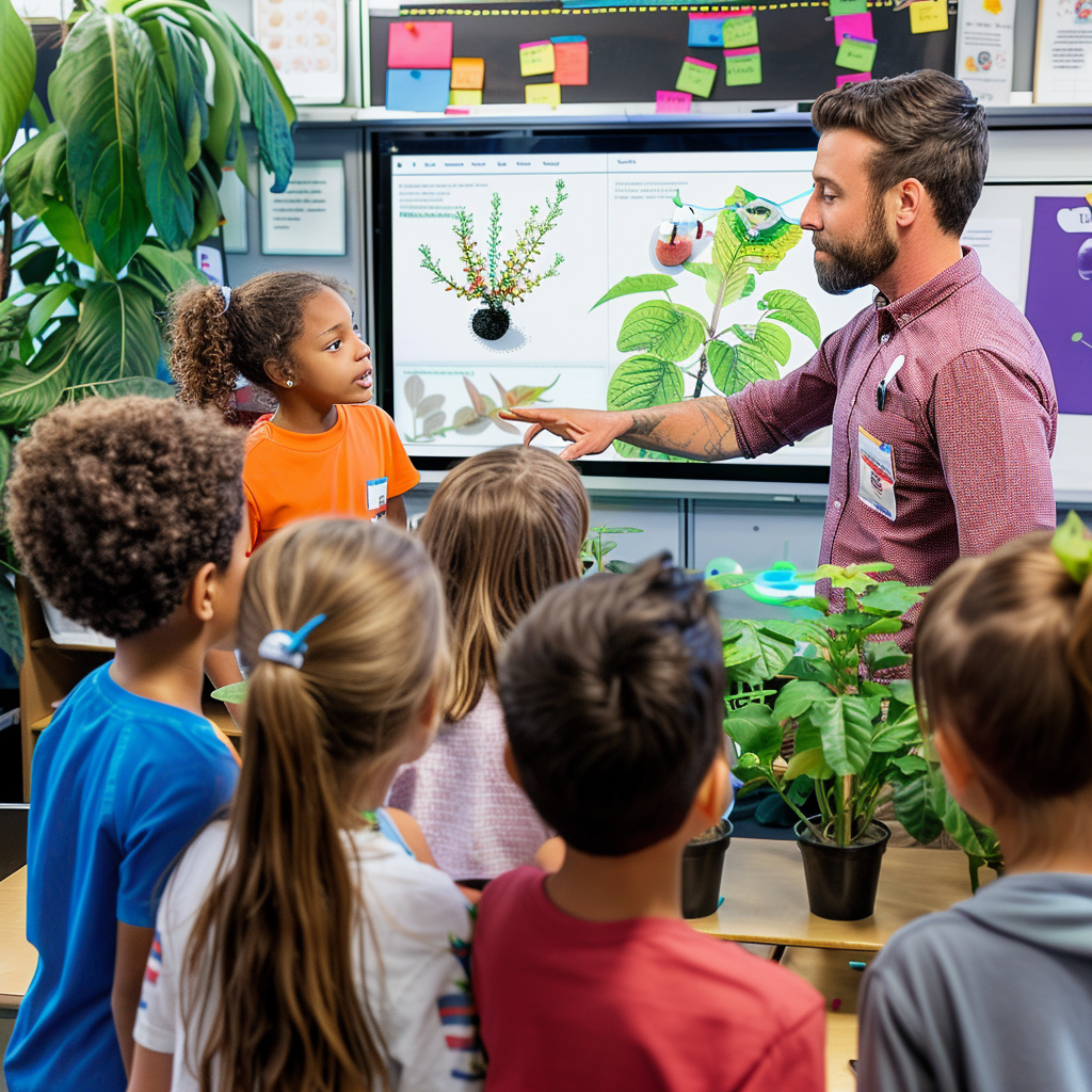 Students learning photosynthesis in classroom