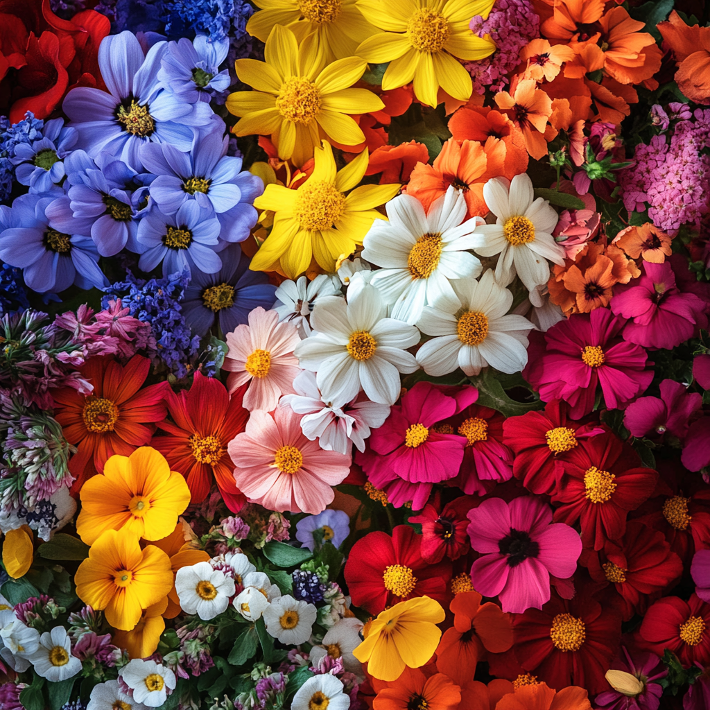 Colorful blooms in natural setting