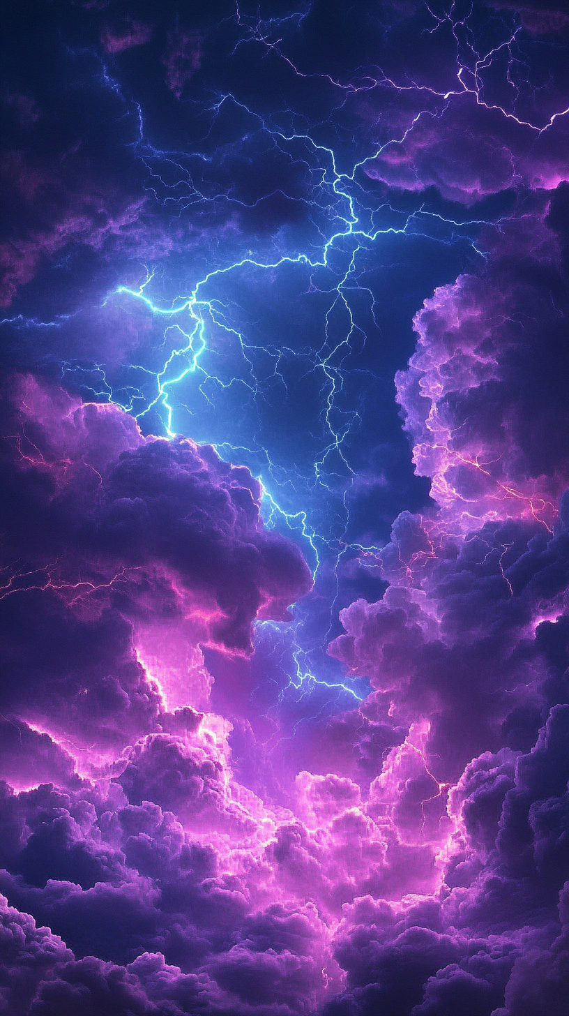 Vibrant purple and blue lightning