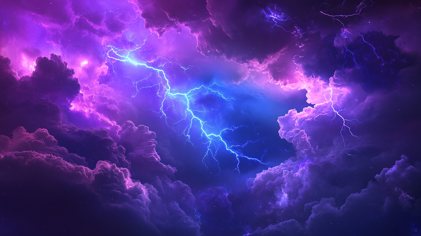 Stunning lightning in vibrant colors