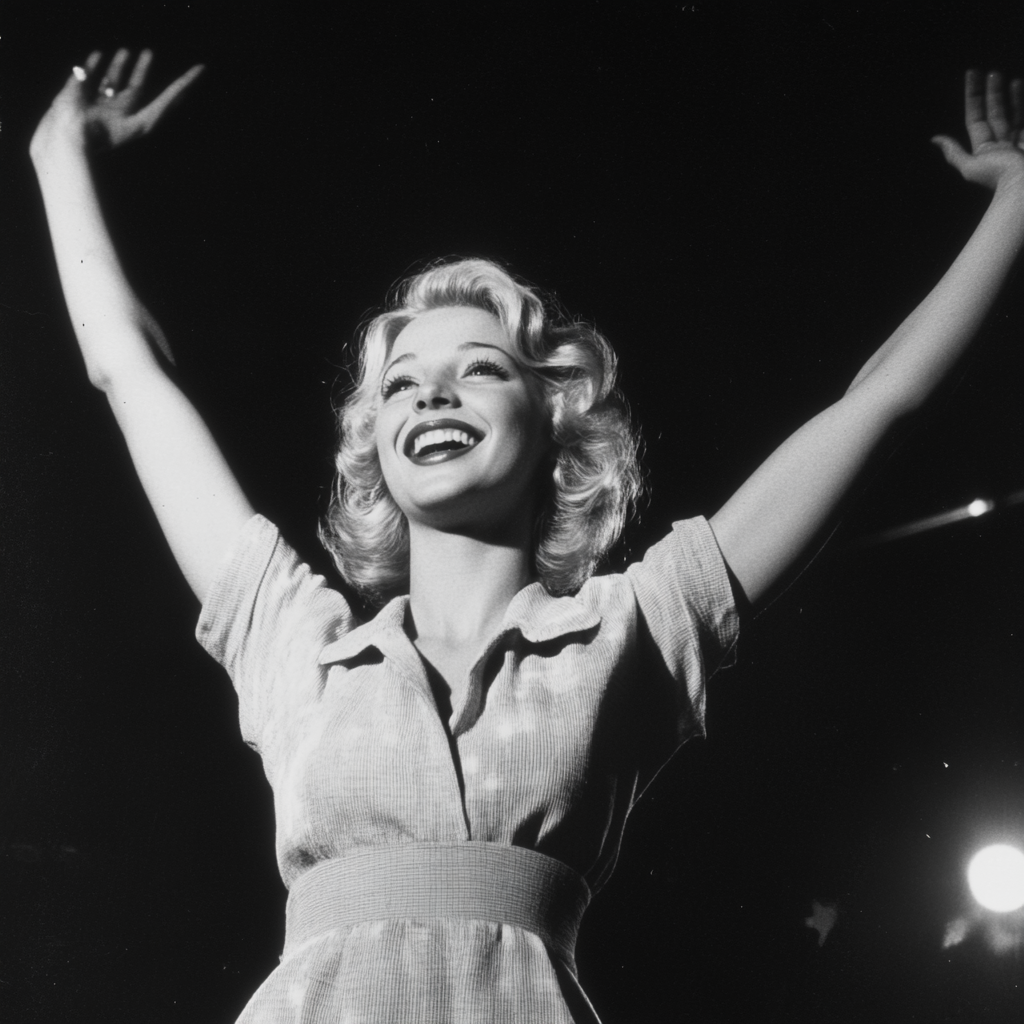 Vintage blonde woman on stage