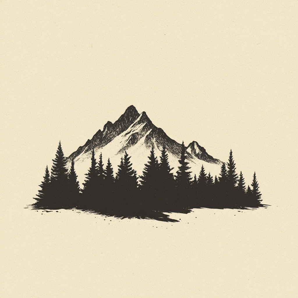 Rocky Mountain Silhouette Trees Design