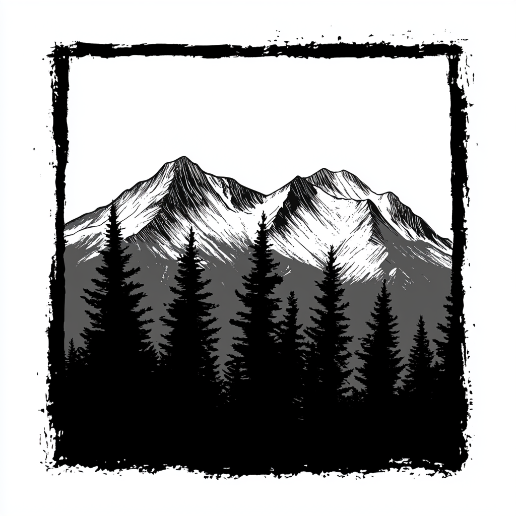 Rocky Mountain Trees Minimalistic Design