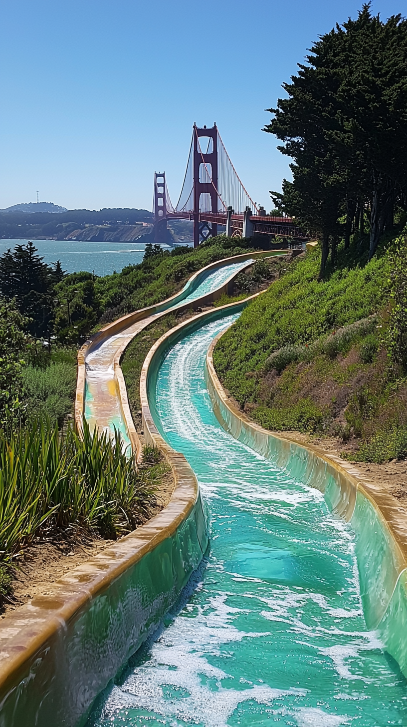 Golden Gate Bridge water park slides