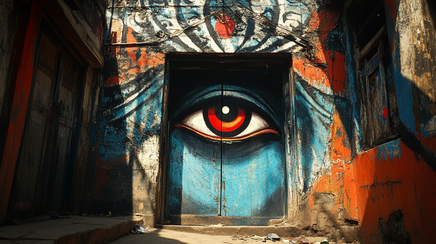 Kali Eyes Painted Building Wall