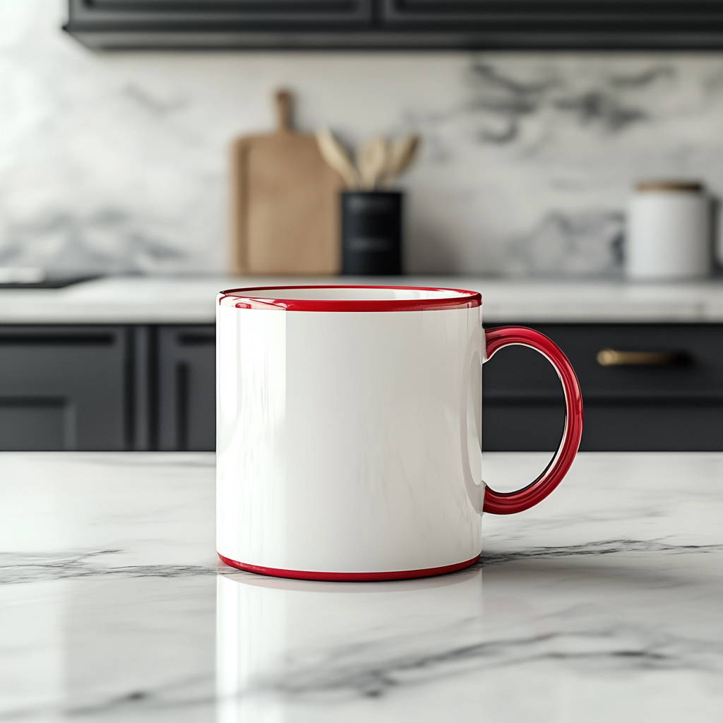 Blank White Red Mug Mockup