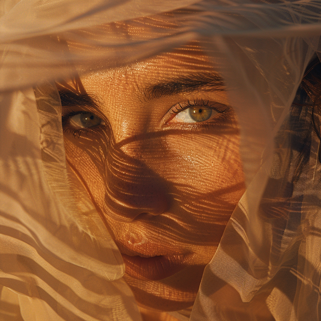 Woman wearing sand-colored veil