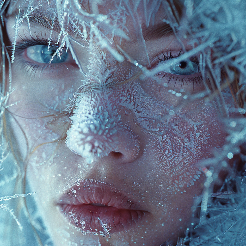 Woman with Frosty Skin