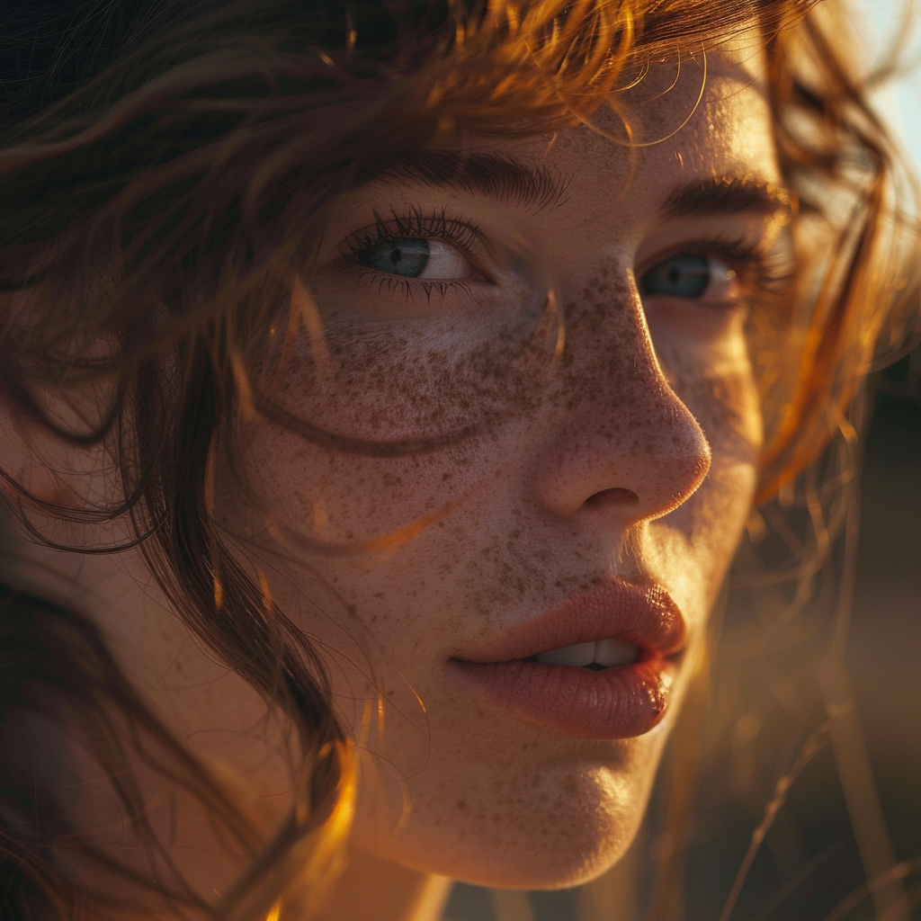 Woman in Golden Sunlight Portrait