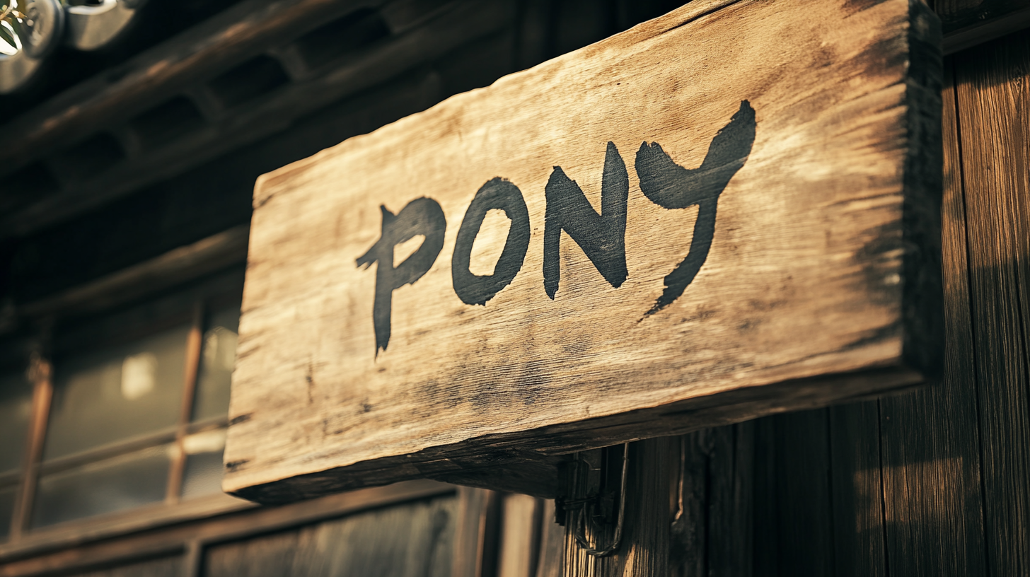 Pony Calligraphy Wooden Signboard Zen