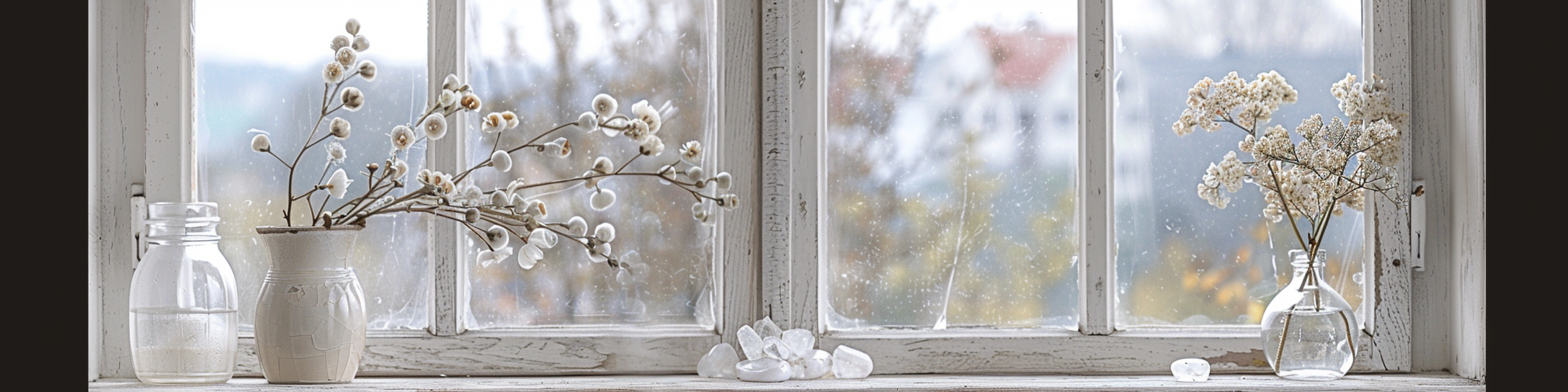 wooden window with raindrops