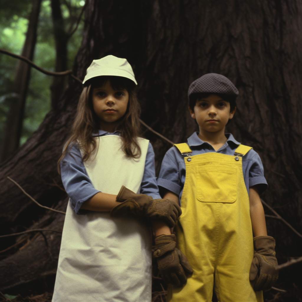 Young kids in mysterious forest