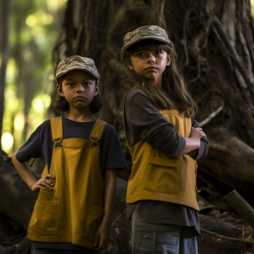 Young Kids Standing in Forest