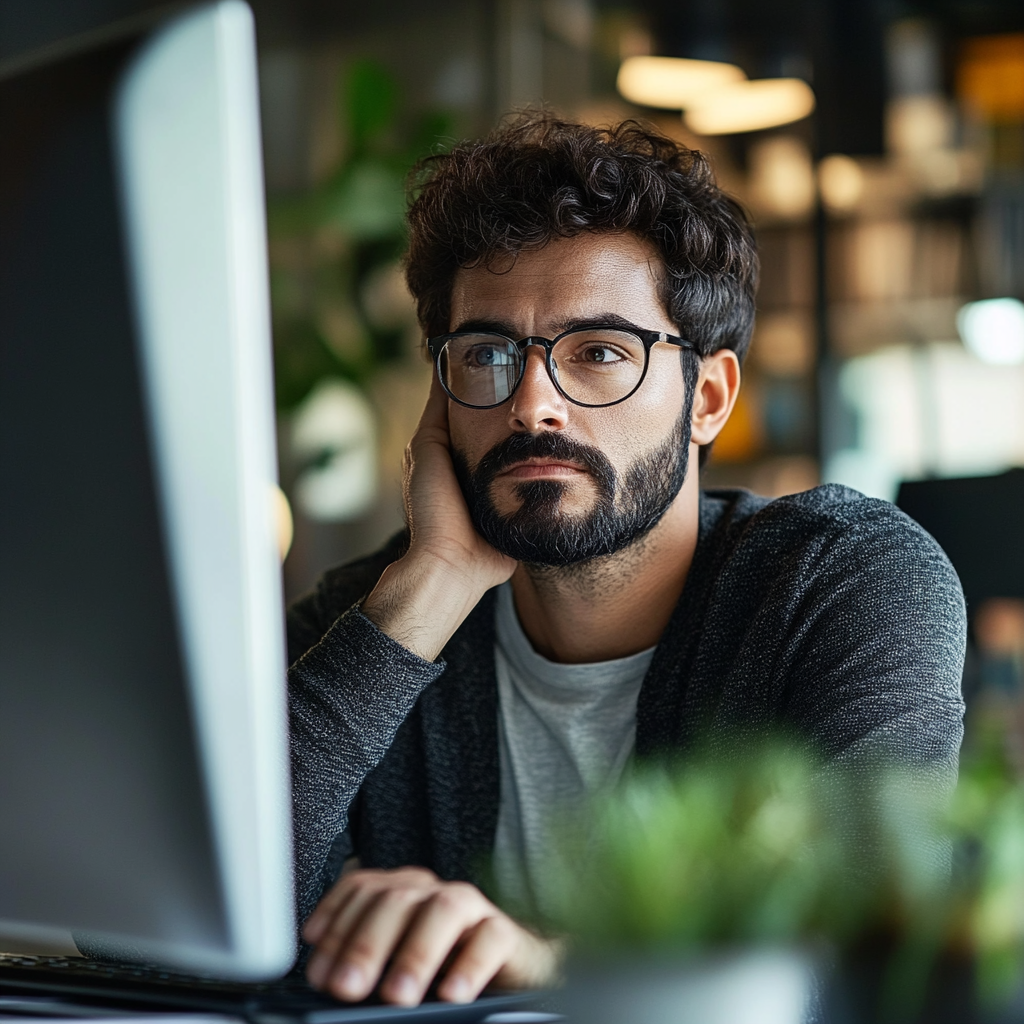 Young Businessman at Computer Desk