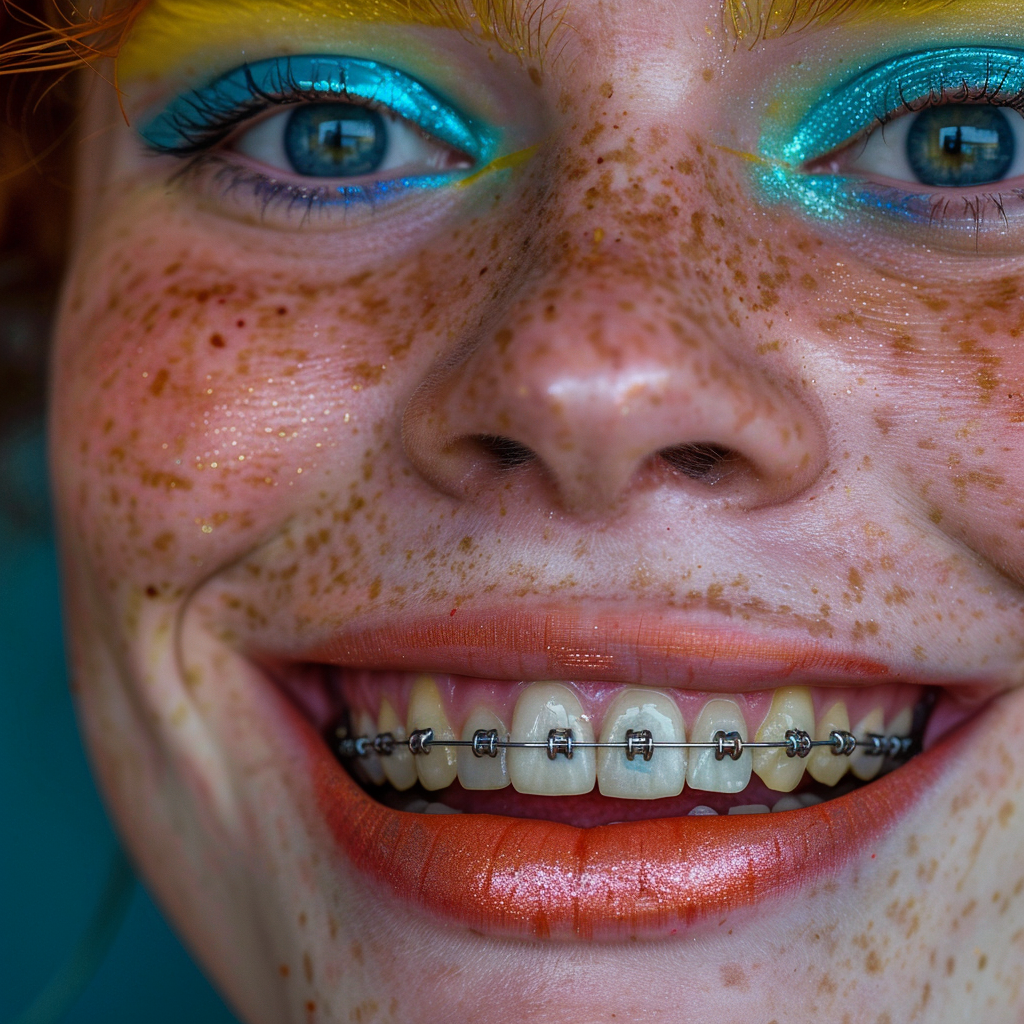 Young person with braces smiling