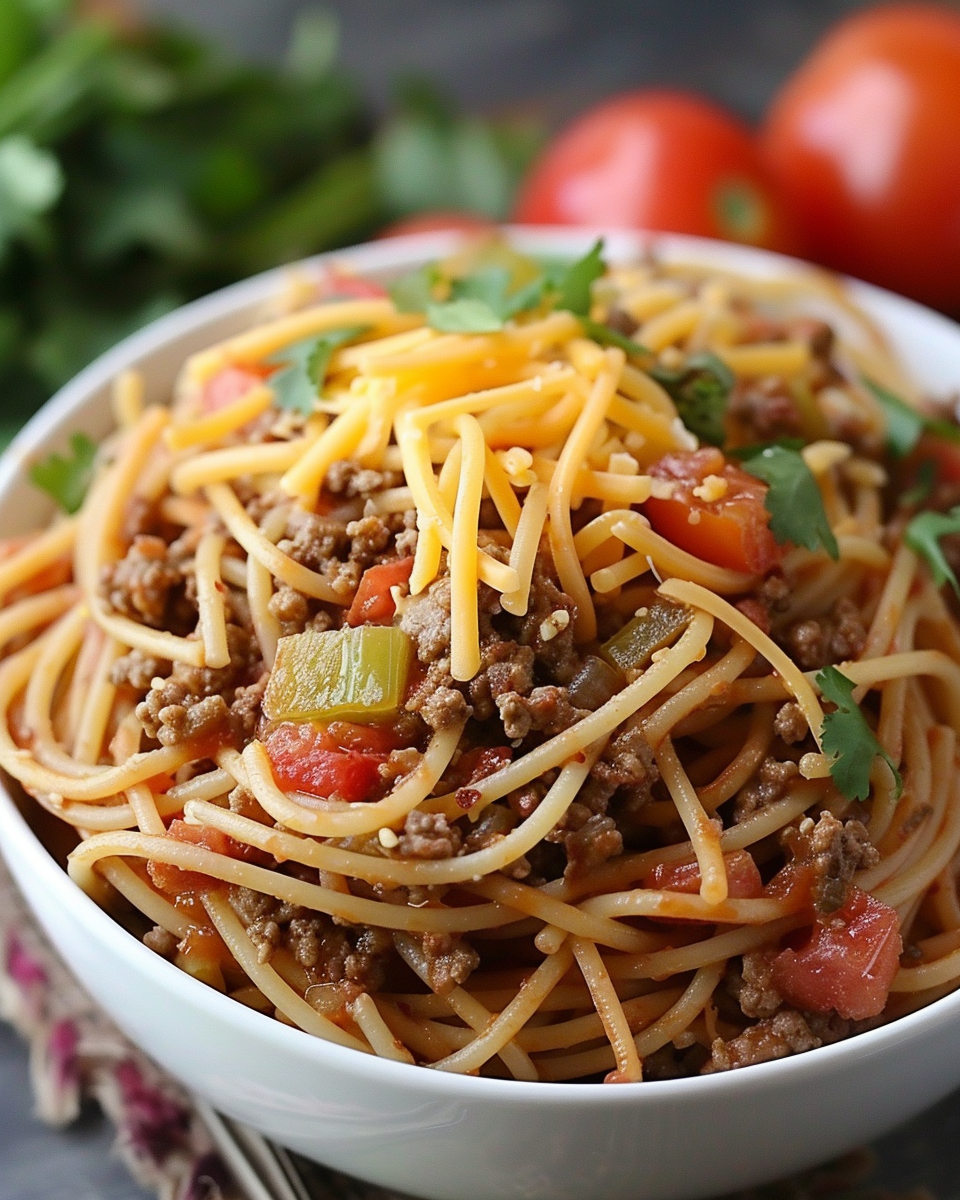 •  Taco Spaghetti Recipe Image Crave Bite