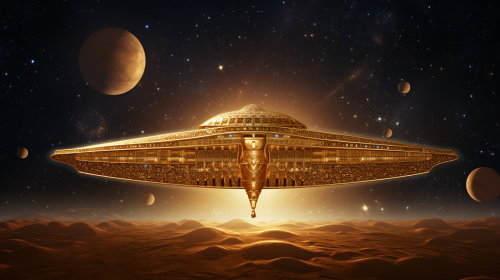 Ancient Egyptian Spaceship in Sandy Gold