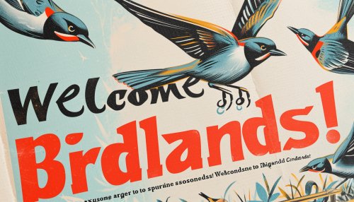 4. Vibrant and enticing mid-century travel poster design with birds in flight