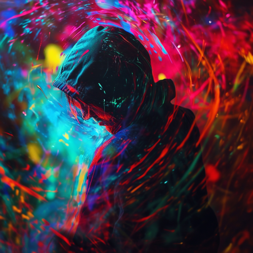 4. Energetic raver dancing in a dark underground rave