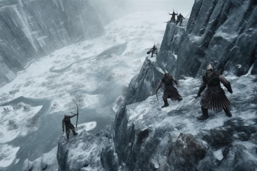 4. Brave Vikings Scale Icy Peak Amidst Blizzard