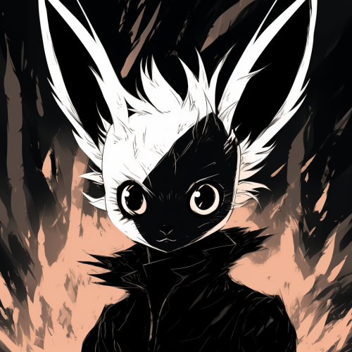 4. Rabbit breathing fire in simple anime style