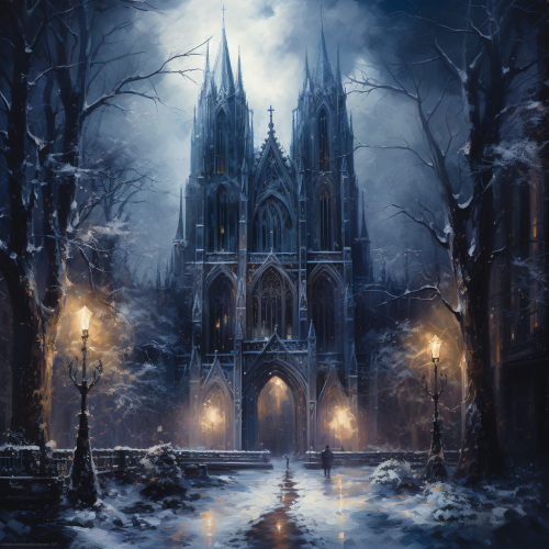 4. Image of Gothic Cathedral in Winter Night 4. Image of Gothic Cathedral in Winter Night