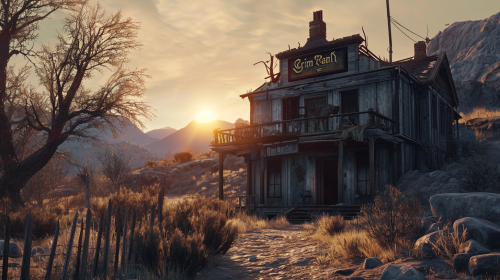 4. Spooky and atmospheric Cinematic image of  Grim Ranch 4. Spooky and atmospheric Cinematic image of  Grim Ranch