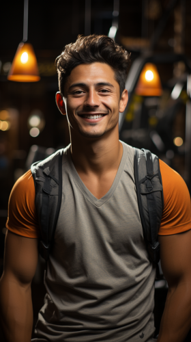 4.  Young Indian gym enthusiast with charming smile 4.  Young Indian gym enthusiast with charming smile
