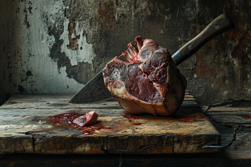 4. Cow heart and meat cleaver image